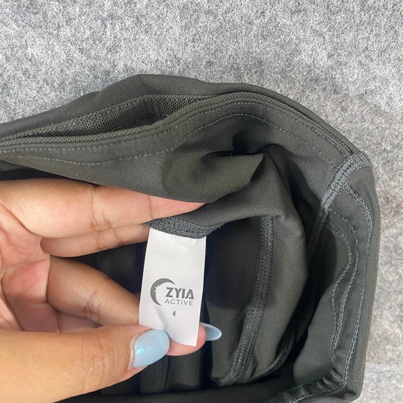 ZYIA Active Leggings 4 Dark Green Navy High Rise Mesh Athletic - Picture 12 of 13